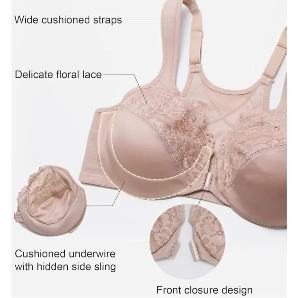 Women's Front Closure Underwire Posture Everyday Bra